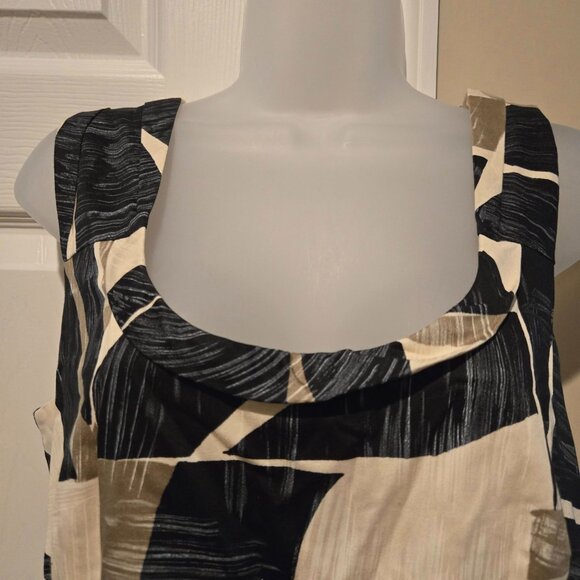 Weekend Max Mara Sleeveless Cotton Printed Geometric Shift Dress Size 12 - Picture 8 of 16